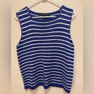 Josephine Chaus Studio Blue and White Sweater Tank Top